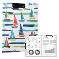 FORMRS A4 Clipboard Folder with Pen Holder Horizontal Foldable School Office Binder, Colorful Sailboats