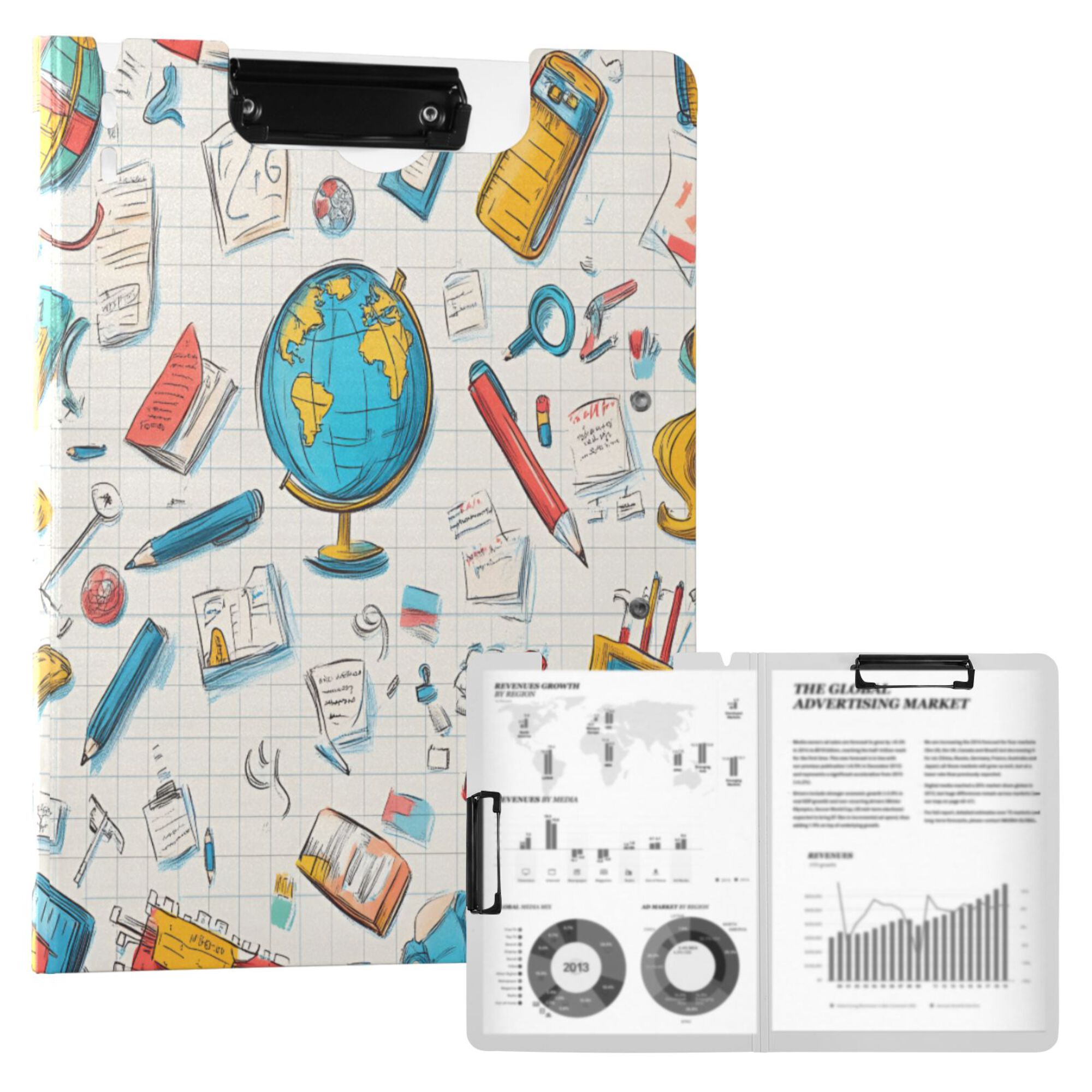 FORMRS A4 Clipboard Folder with Pen Holder Horizontal Foldable School Office Binder, Colorful School