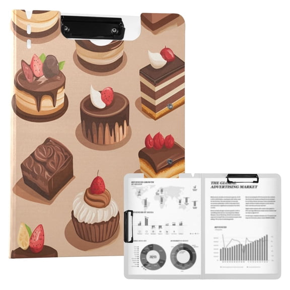 FORMRS A4 Clipboard Folder with Pen Holder Horizontal Foldable School Office Binder, Creamy Cake