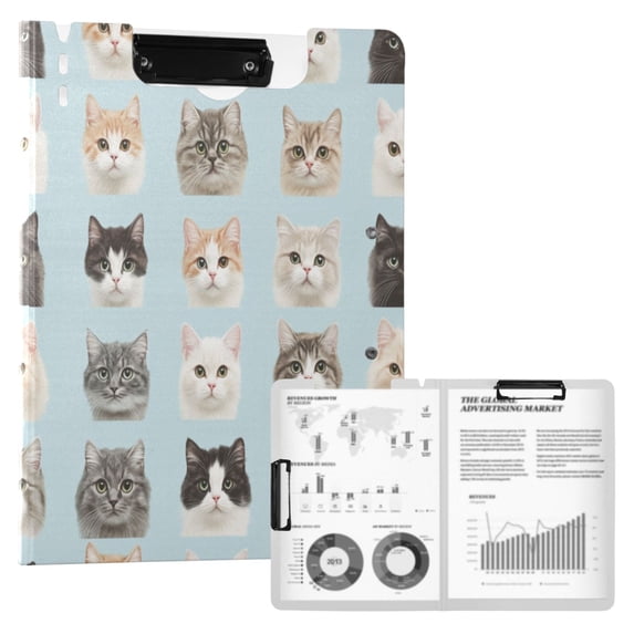 Cat File Floder Computer FORMRS A4 Clipboard Folder with Pen Holder Horizontal Foldable School ...