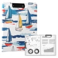 thumbnail image 1 of FORMRS A4 Clipboard Folder with Pen Holder Horizontal Foldable School Office Binder, Dark Blue Hand Drawn Sailboats, 1 of 9