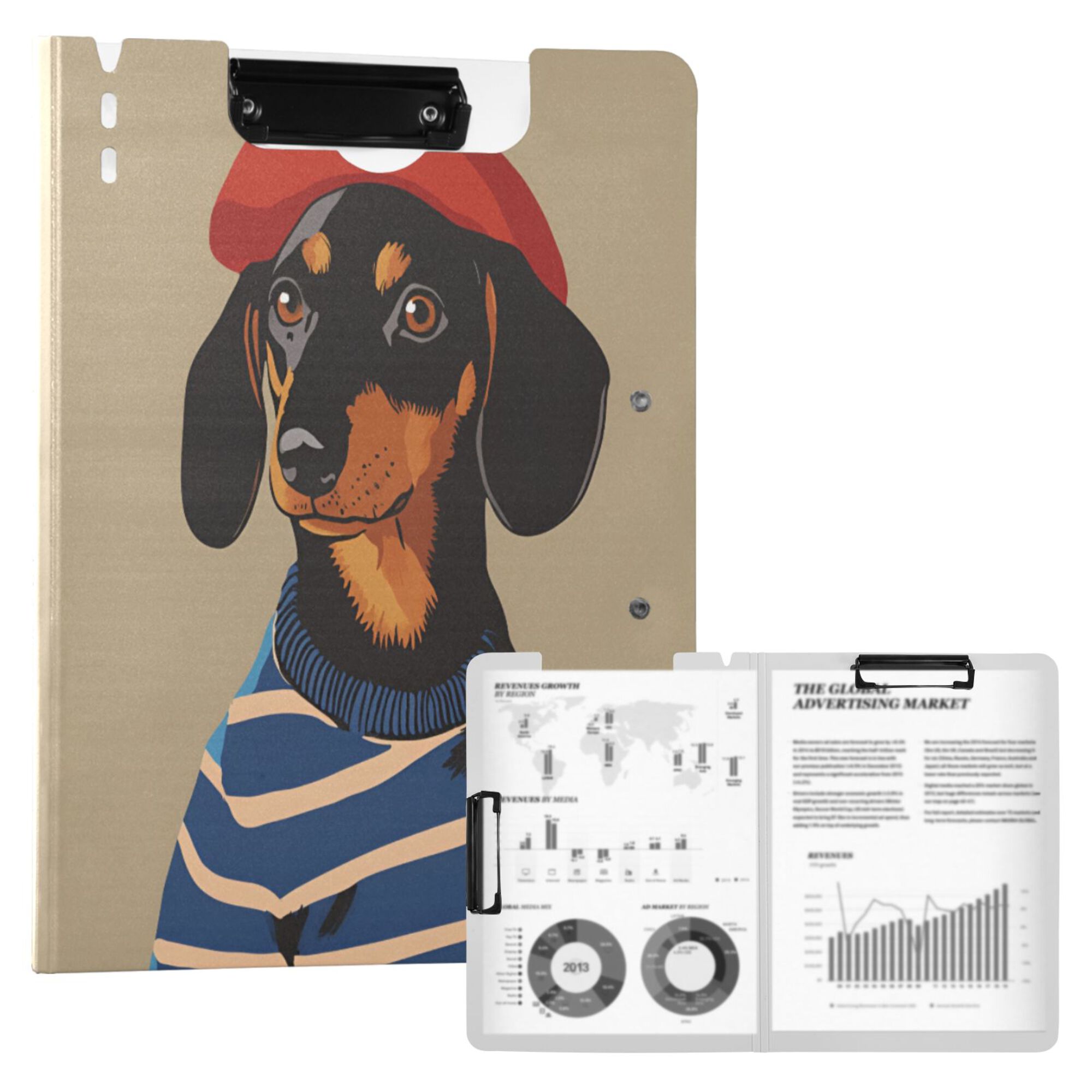 FORMRS A4 Clipboard Folder with Pen Holder Horizontal Foldable School Office Binder, Dog Artist