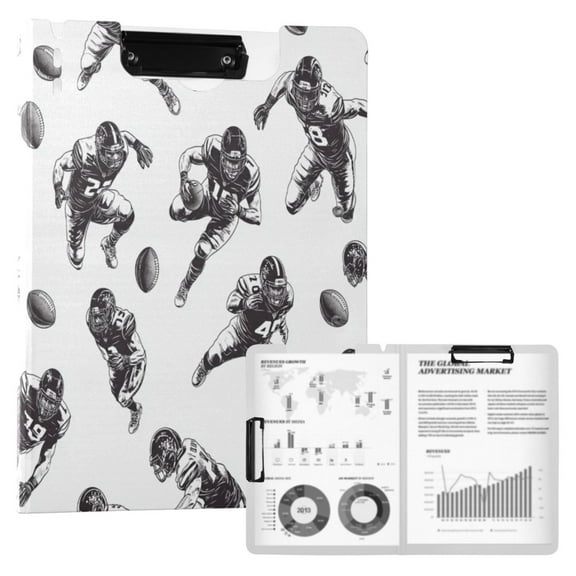 FORMRS A4 Clipboard Folder with Pen Holder Horizontal Foldable School Office Binder, Football Player Pattern