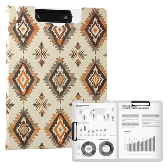 FORMRS A4 Clipboard Folder with Pen Holder Horizontal Foldable School Office Binder, Geometric Designs