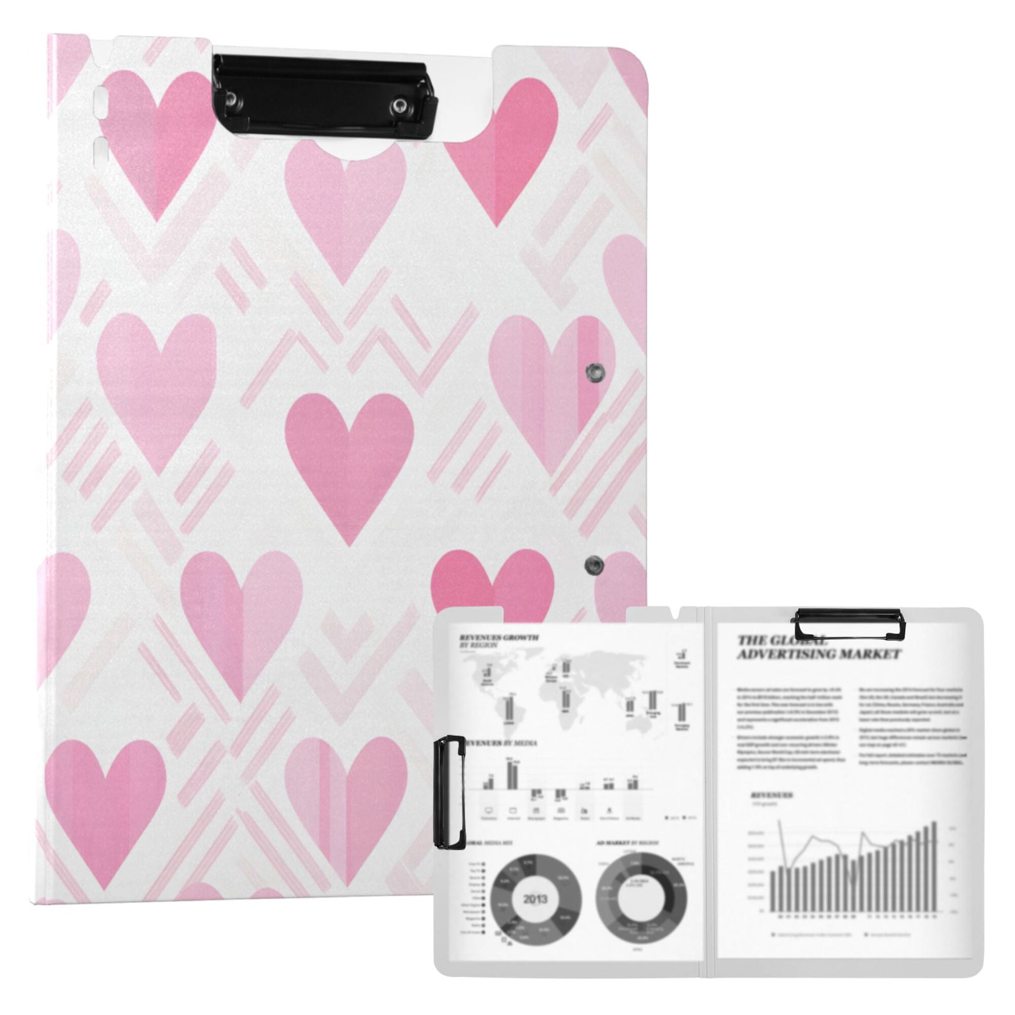 FORMRS A4 Clipboard Folder with Pen Holder Horizontal Foldable School Office Binder, Geometric Love