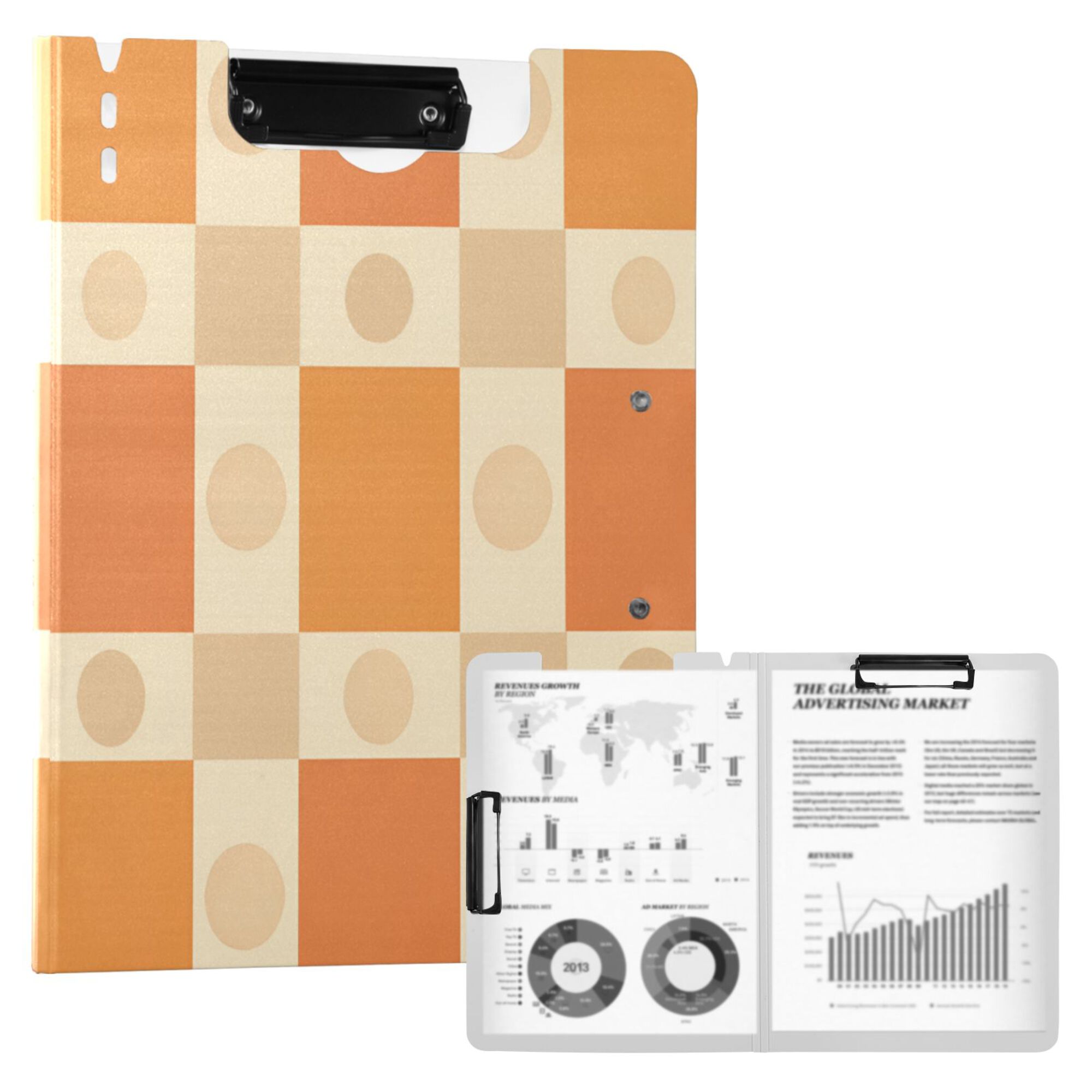 FORMRS A4 Clipboard Folder with Pen Holder Horizontal Foldable School Office Binder, Geometric Pattern