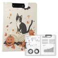 thumbnail image 1 of FORMRS A4 Clipboard Folder with Pen Holder Horizontal Foldable School Office Binder, Gray Cartoon Halloween Cat, 1 of 9