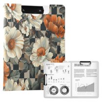 FORMRS A4 Clipboard Folder with Pen Holder Horizontal Foldable School Office Binder, Gray Floral Pattern
