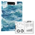 thumbnail image 1 of FORMRS A4 Clipboard Folder with Pen Holder Horizontal Foldable School Office Binder, Green Watercolor Ocean Waves, 1 of 9