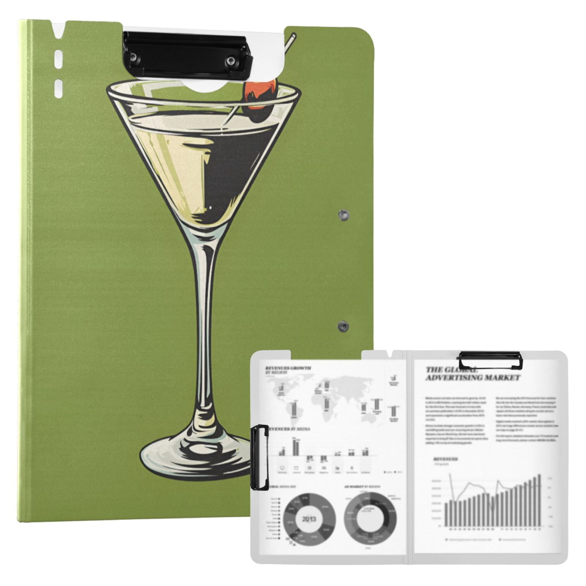 FORMRS A4 Clipboard Folder with Pen Holder Horizontal Foldable School Office Binder, Light Black Martini
