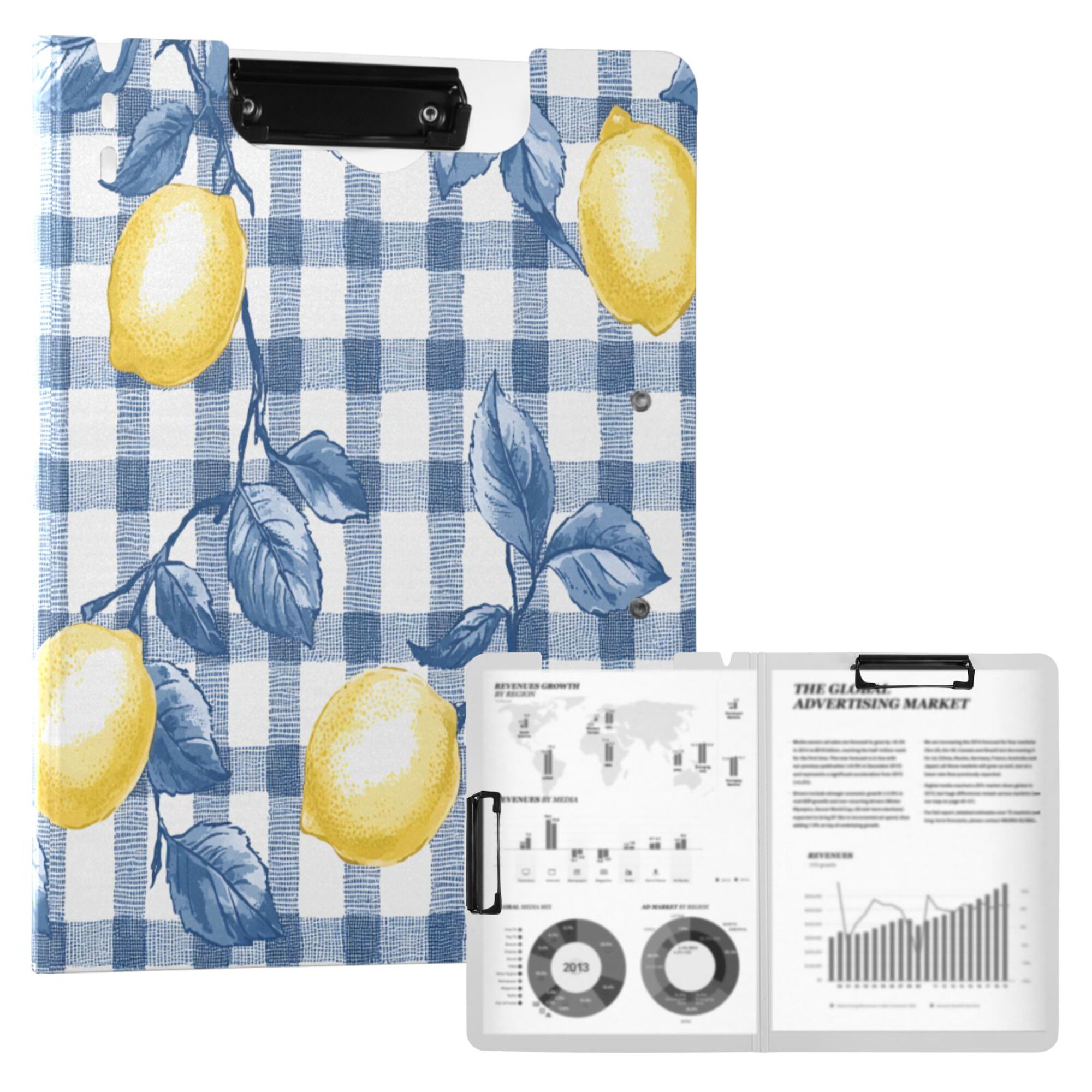 FORMRS A4 Clipboard Folder with Pen Holder Horizontal Foldable School Office Binder, Light Lemon