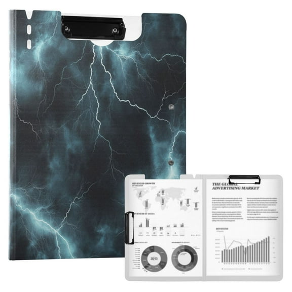 FORMRS A4 Clipboard Folder with Pen Holder Horizontal Foldable School Office Binder, Lightning Pattern