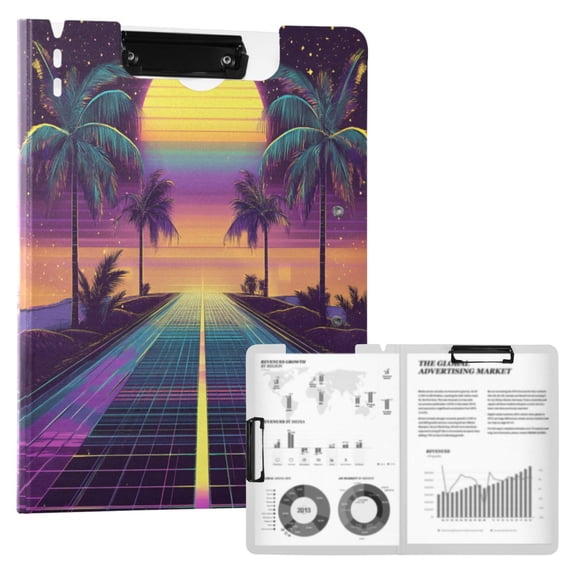 FORMRS A4 Clipboard Folder with Pen Holder Horizontal Foldable School Office Binder, Neon Road