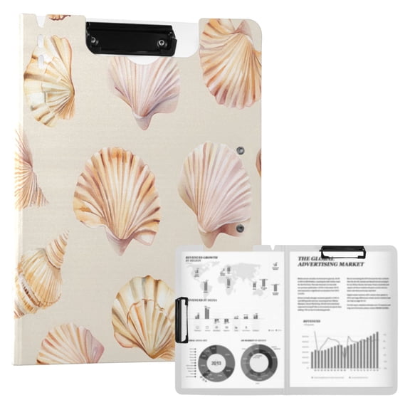 FORMRS A4 Clipboard Folder with Pen Holder Horizontal Foldable School Office Binder, Pink Seashell