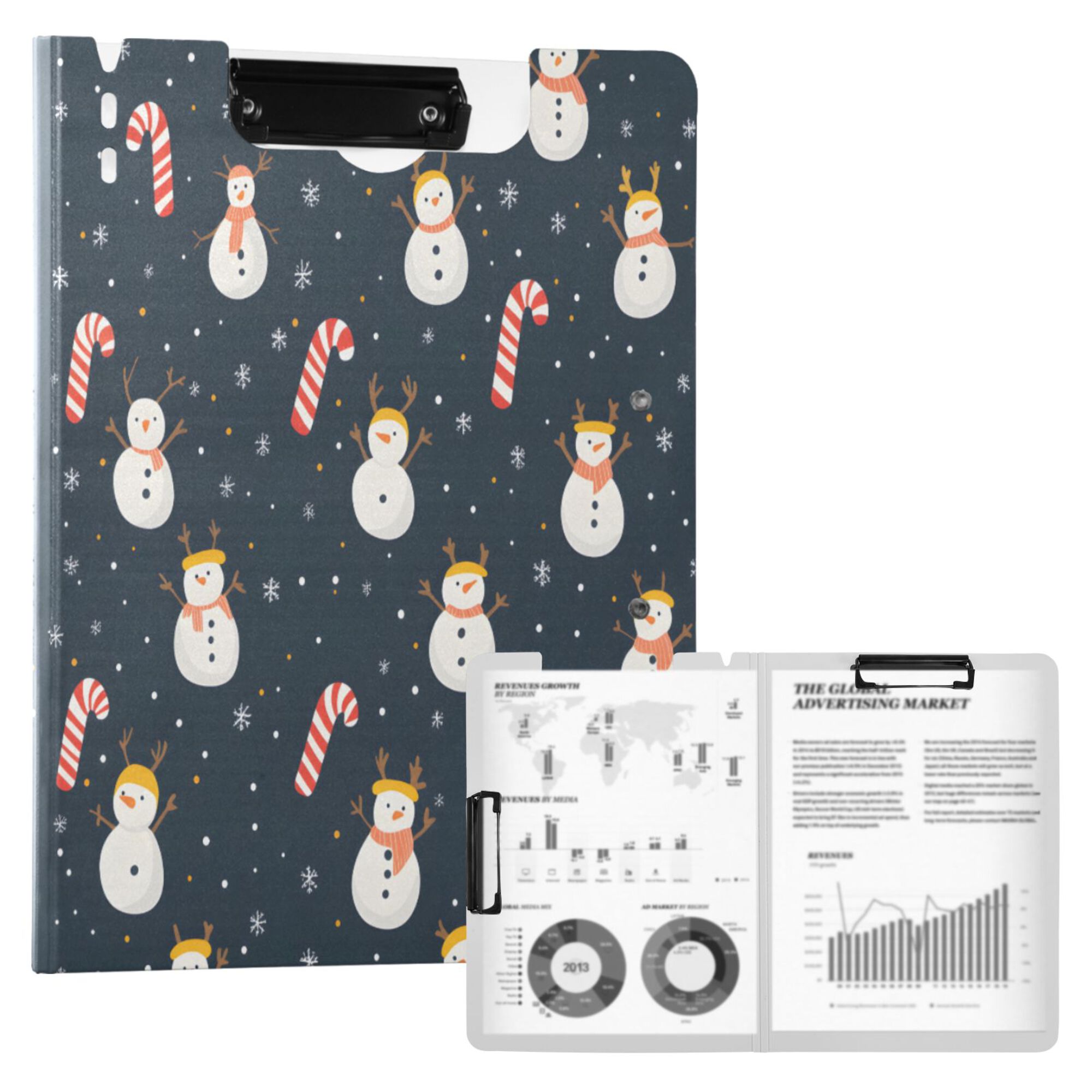 FORMRS A4 Clipboard Folder with Pen Holder Horizontal Foldable School Office Binder, Playful Winter