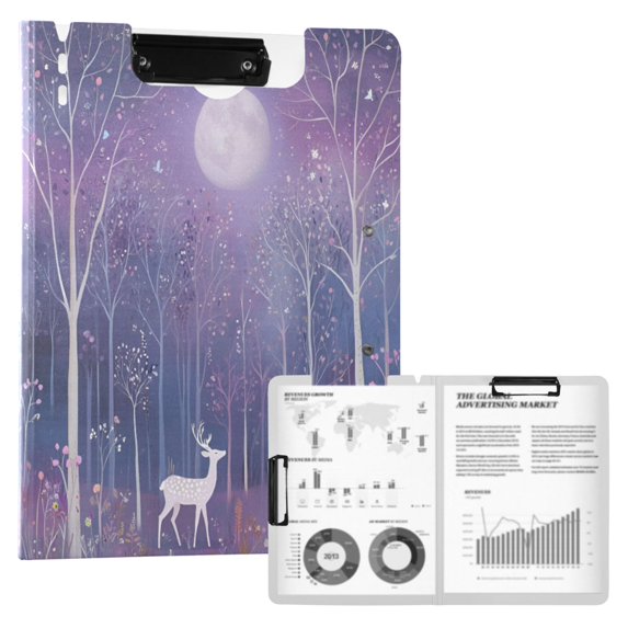 FORMRS A4 Clipboard Folder with Pen Holder Horizontal Foldable School Office Binder, Purple Forest
