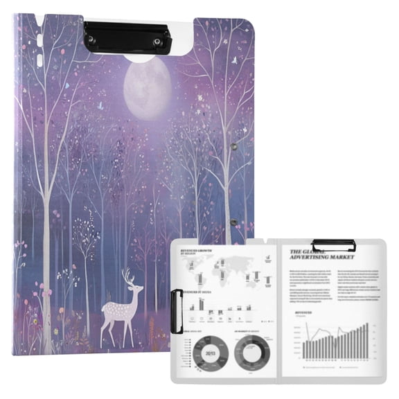 FORMRS A4 Clipboard Folder with Pen Holder Horizontal Foldable School Office Binder, Purple Forest