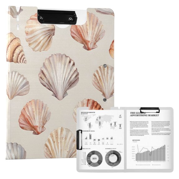 FORMRS A4 Clipboard Folder with Pen Holder Horizontal Foldable School Office Binder, Purple Seashell