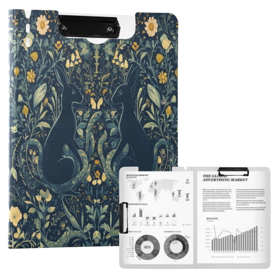 FORMRS A4 Clipboard Folder with Pen Holder Horizontal Foldable School Office Binder, Shadowy Forest Pattern