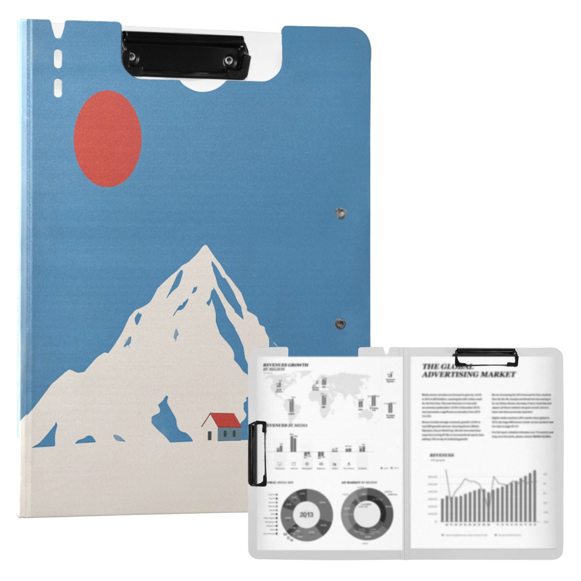 FORMRS A4 Clipboard Folder with Pen Holder Horizontal Foldable School Office Binder, Snow Mountain