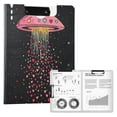 thumbnail image 1 of FORMRS A4 Clipboard Folder with Pen Holder Horizontal Foldable School Office Binder, UFO with Hearts Pattern, 1 of 9
