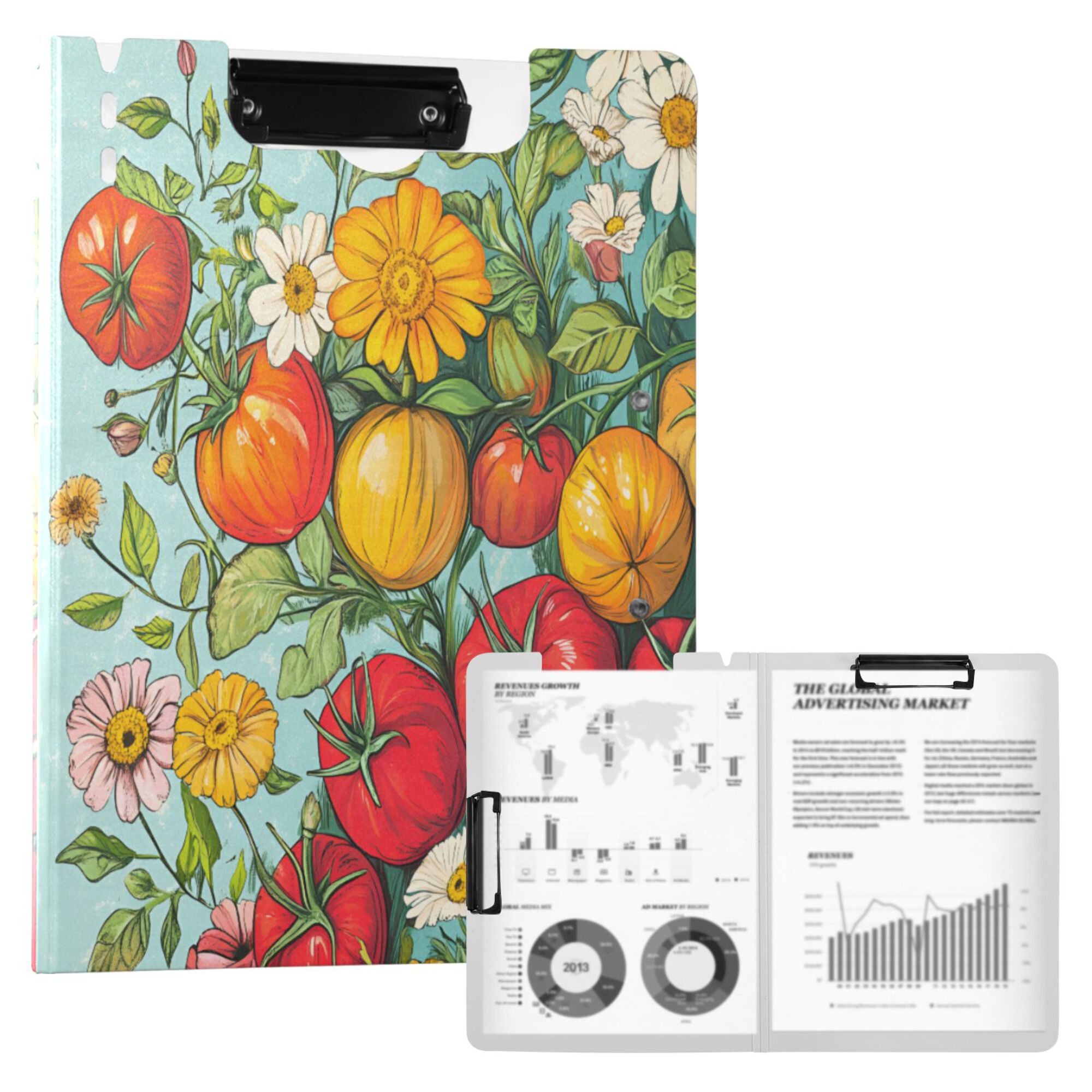 FORMRS A4 Clipboard Folder with Pen Holder Horizontal Foldable School Office Binder, Vibrant Tomatoes