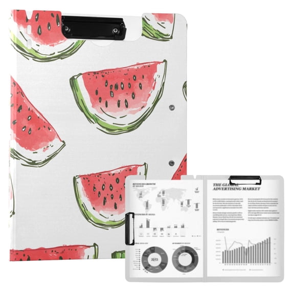 FORMRS A4 Clipboard Folder with Pen Holder Horizontal Foldable School Office Binder, Watermelon Pattern