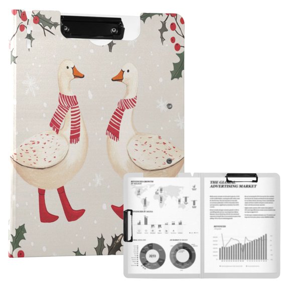 FORMRS A4 Clipboard Folder with Pen Holder Horizontal Foldable School Office Binder, Winter Geese