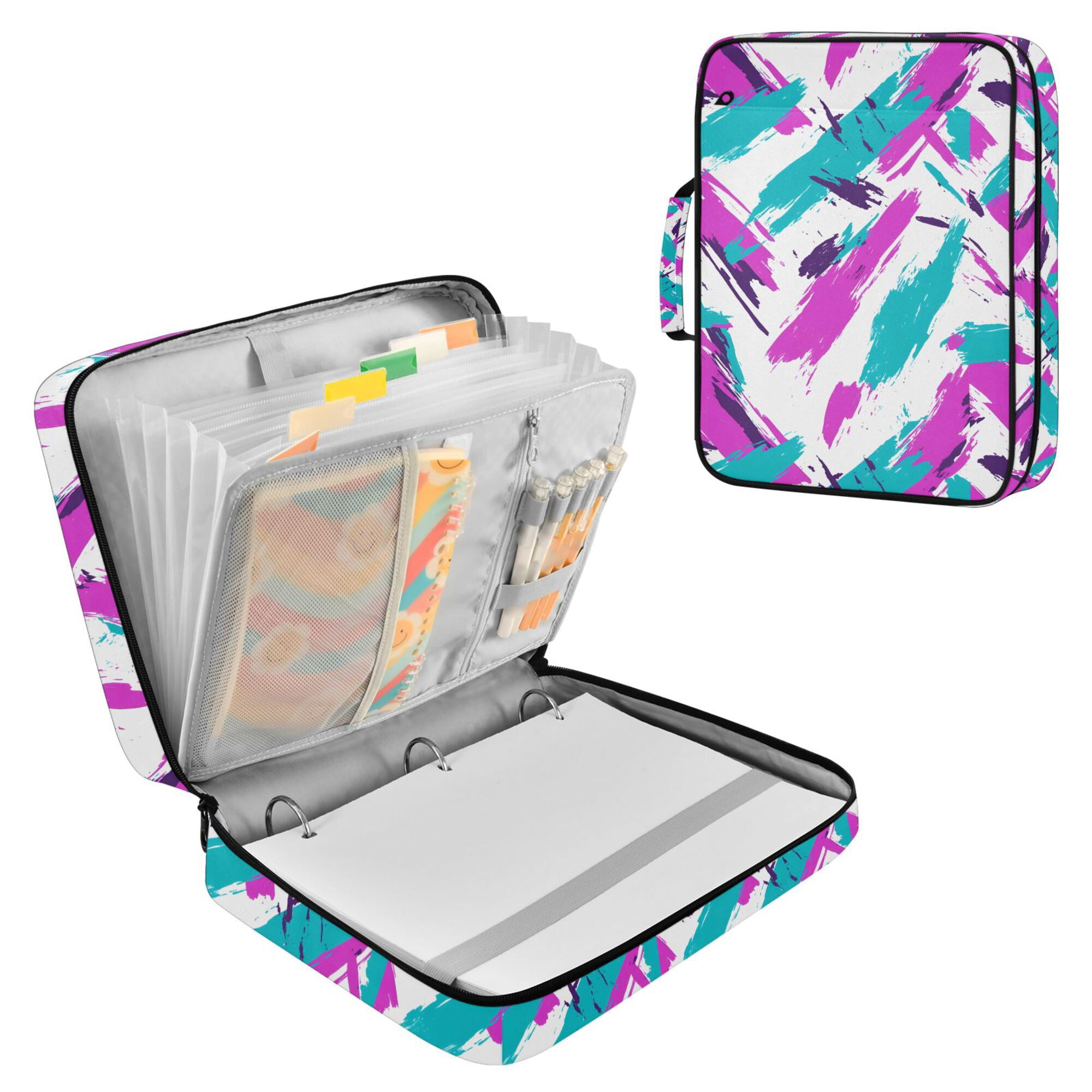 FORMRS Accordion File Folder A4 Size 7-Pocket Expanding Document Organizer Bag with 3 Ring Binder, Abstract Drawing