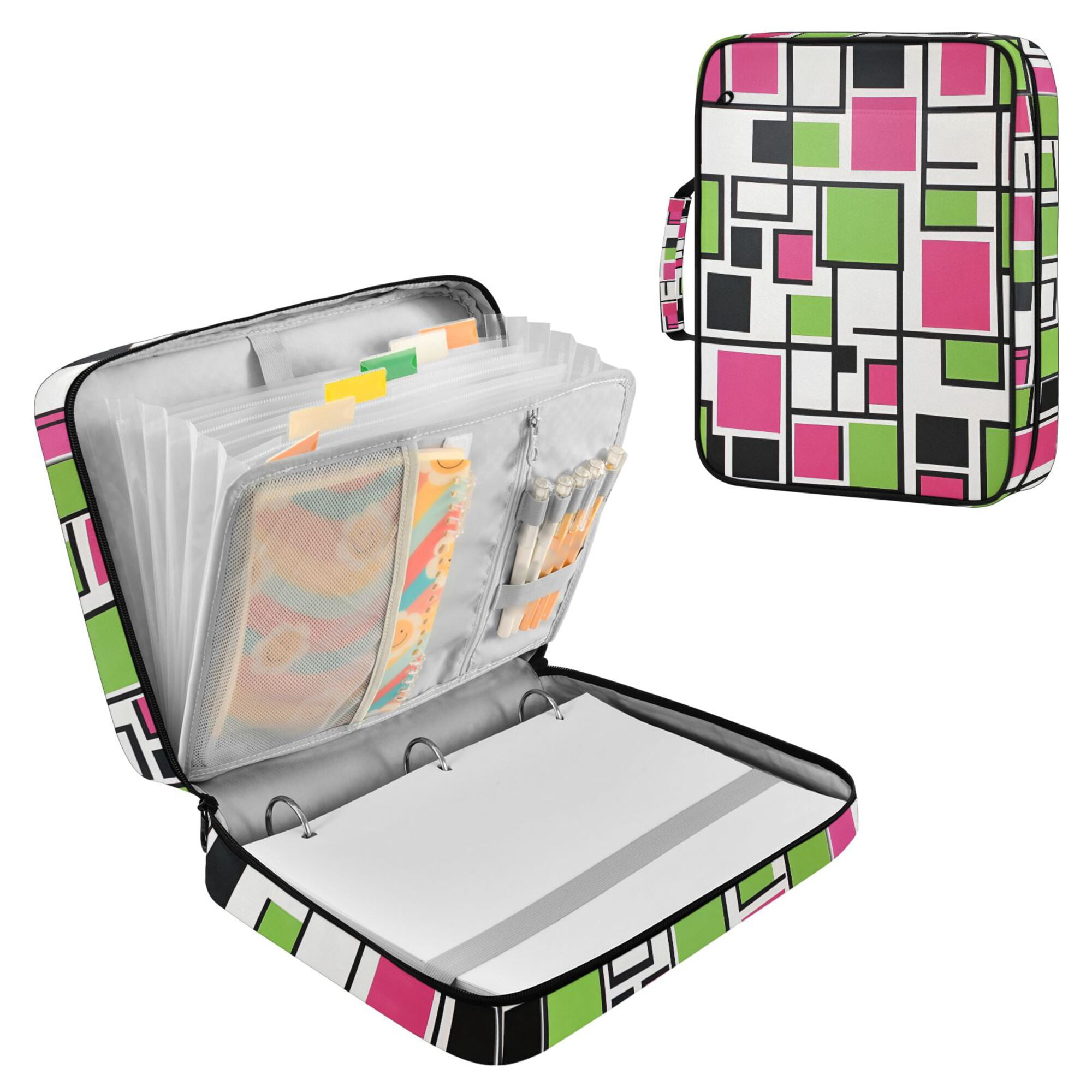 FORMRS Accordion File Folder A4 Size 7-Pocket Expanding Document Organizer Bag with 3 Ring Binder, Abstract Geometric