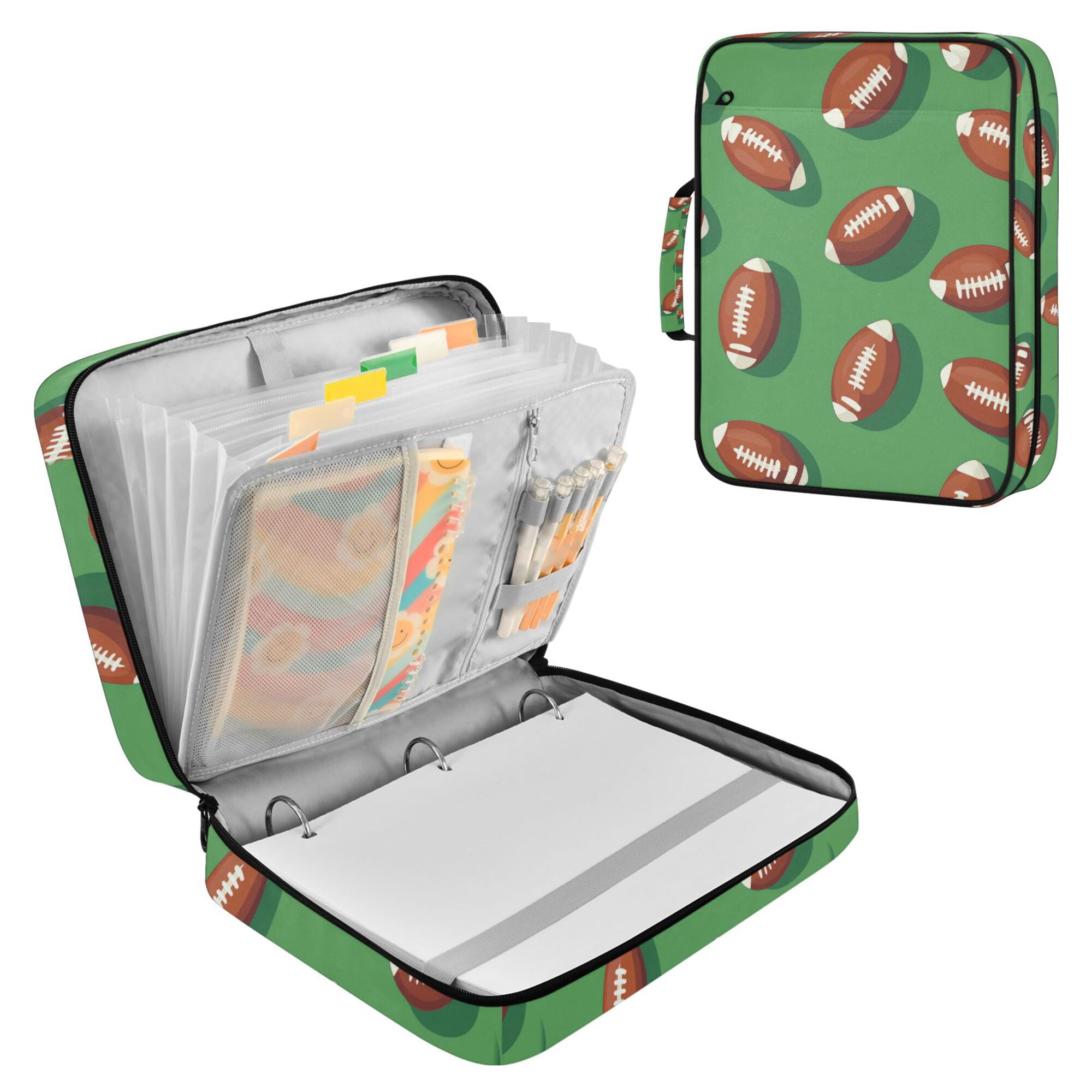 FORMRS Accordion File Folder A4 Size 7-Pocket Expanding Document Organizer Bag with 3 Ring Binder, American Footballs