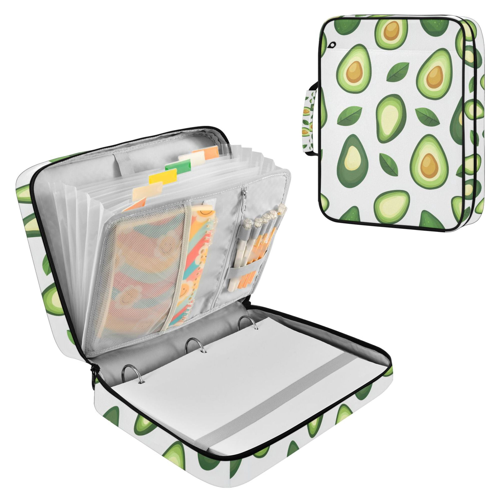 FORMRS Accordion File Folder A4 Size 7-Pocket Expanding Document Organizer Bag with 3 Ring Binder, Avocado
