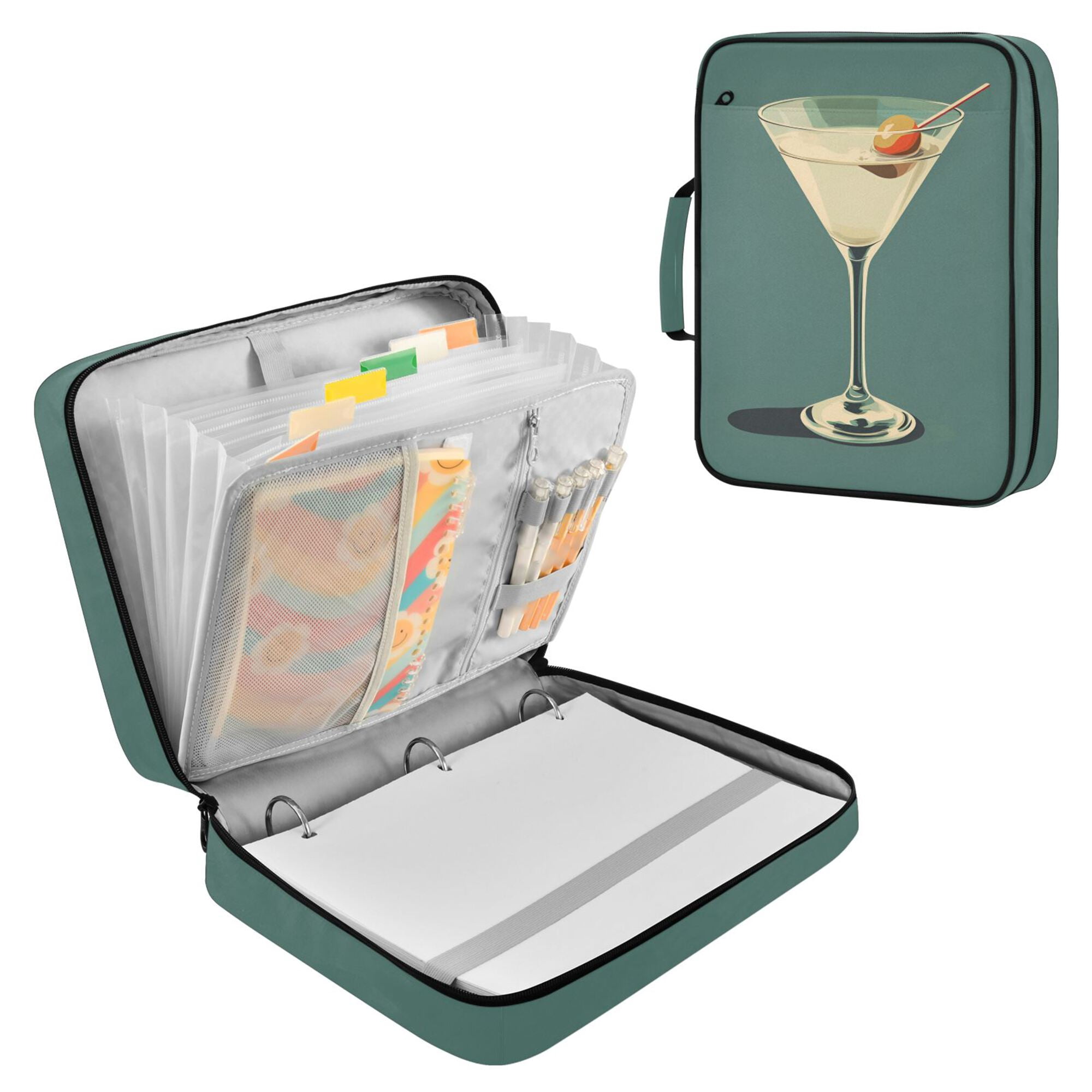 FORMRS Accordion File Folder A4 Size 7-Pocket Expanding Document Organizer Bag with 3 Ring Binder, Beige Martini