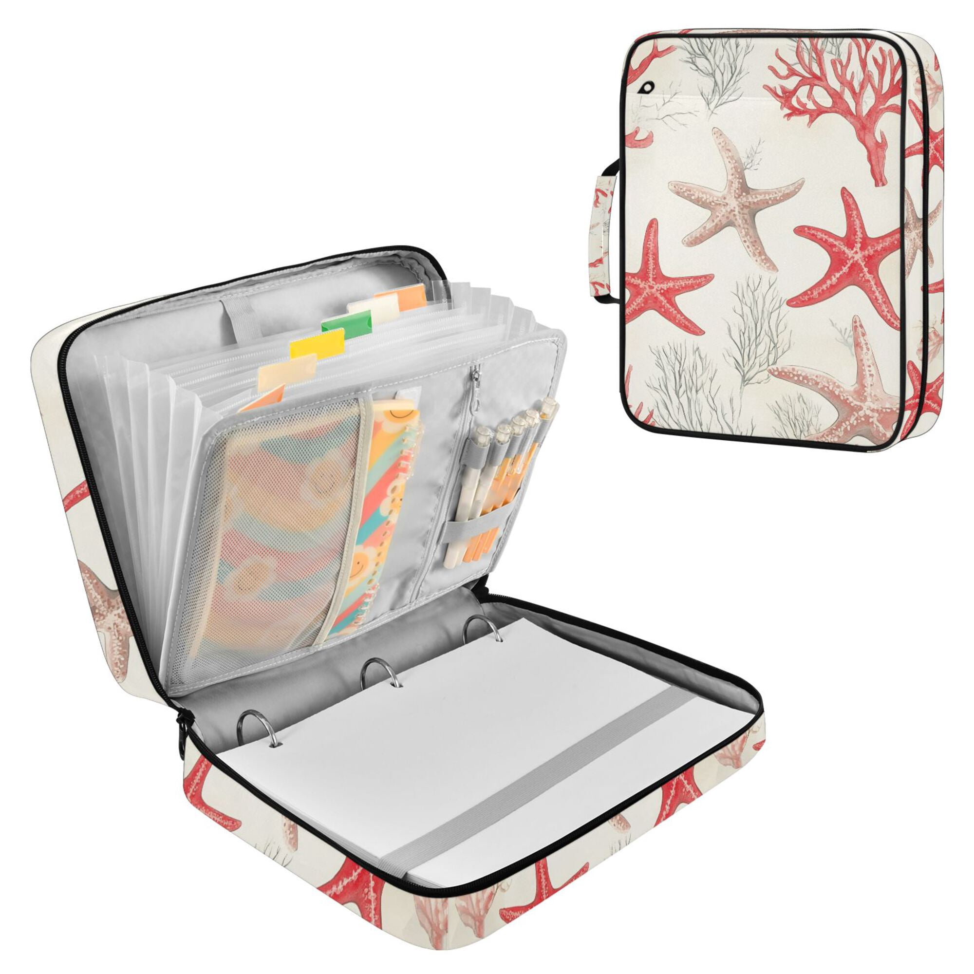 FORMRS Accordion File Folder A4 Size 7-Pocket Expanding Document Organizer Bag with 3 Ring Binder, Brown Starfish