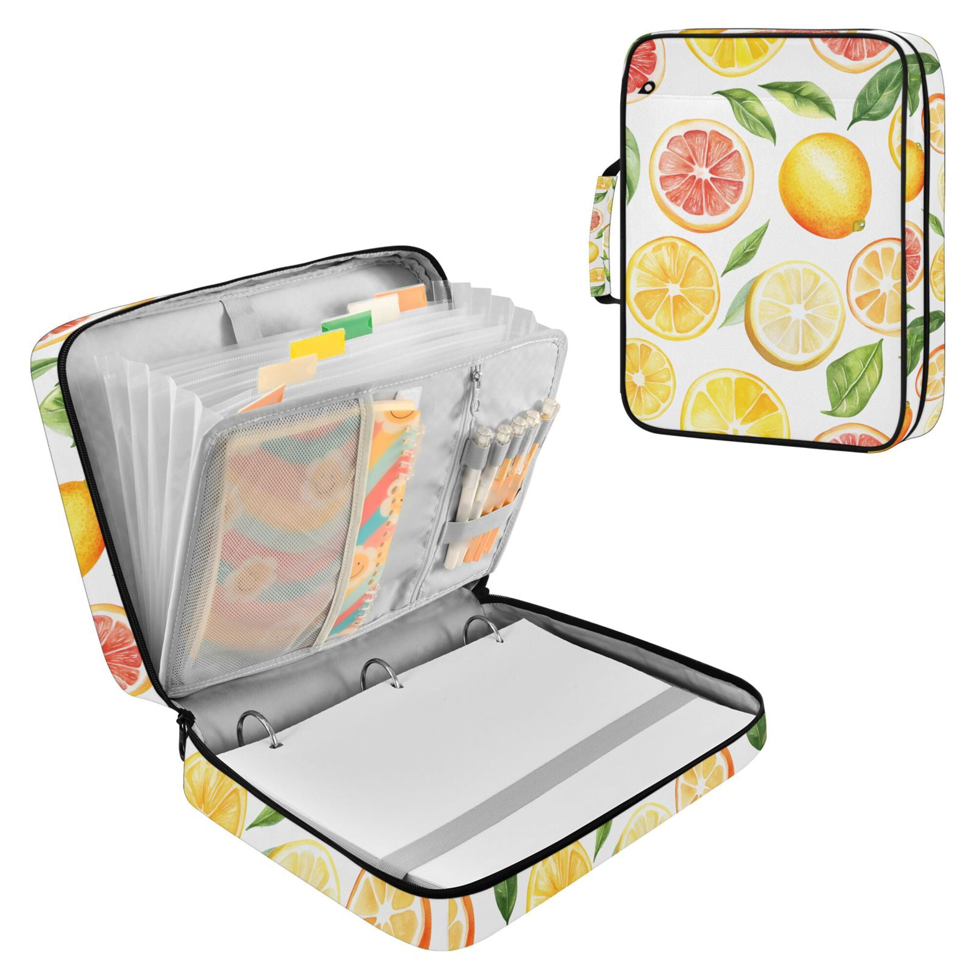 FORMRS Accordion File Folder A4 Size 7-Pocket Expanding Document Organizer Bag with 3 Ring Binder, Candy Lemon