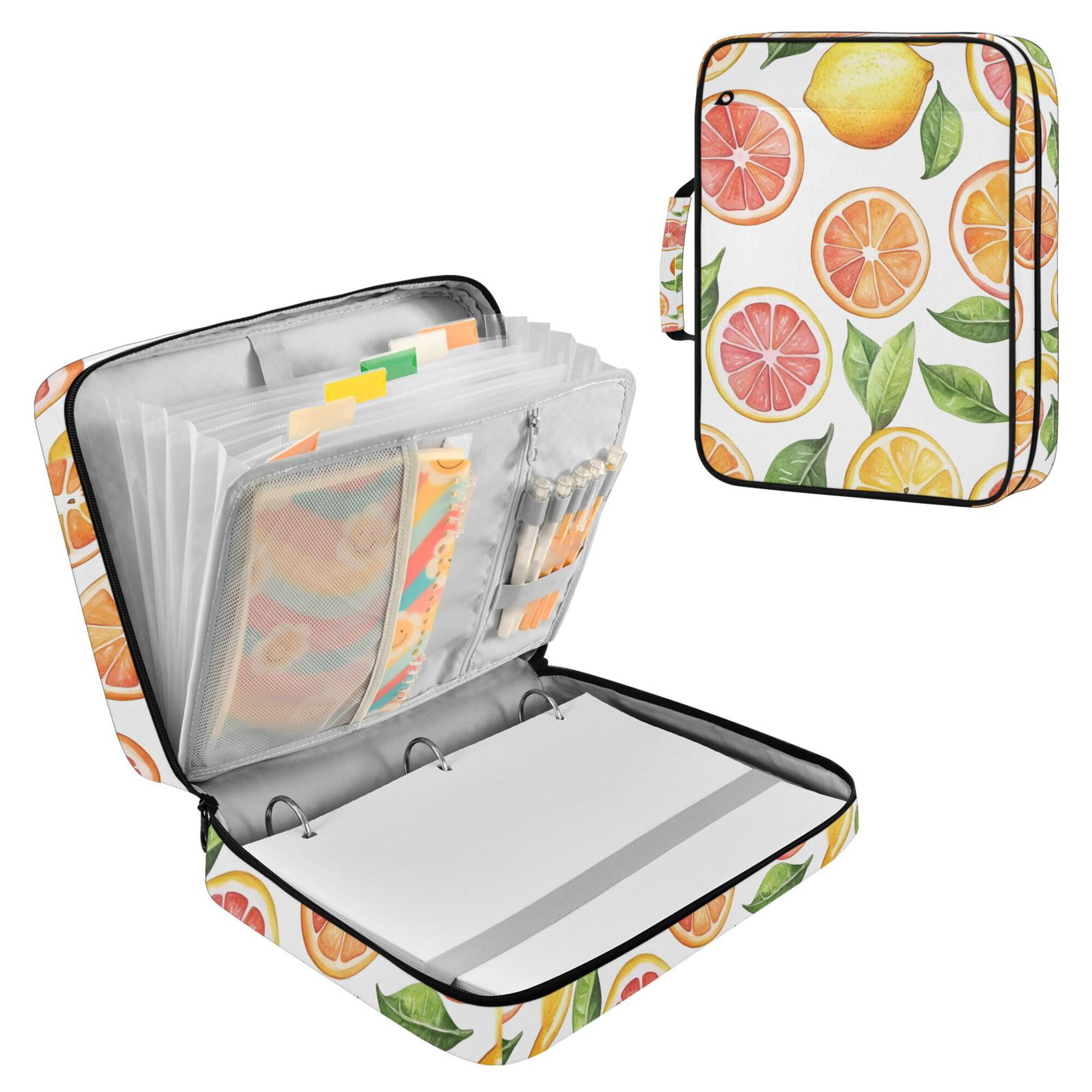FORMRS Accordion File Folder A4 Size 7-Pocket Expanding Document Organizer Bag with 3 Ring Binder, Candy Orange