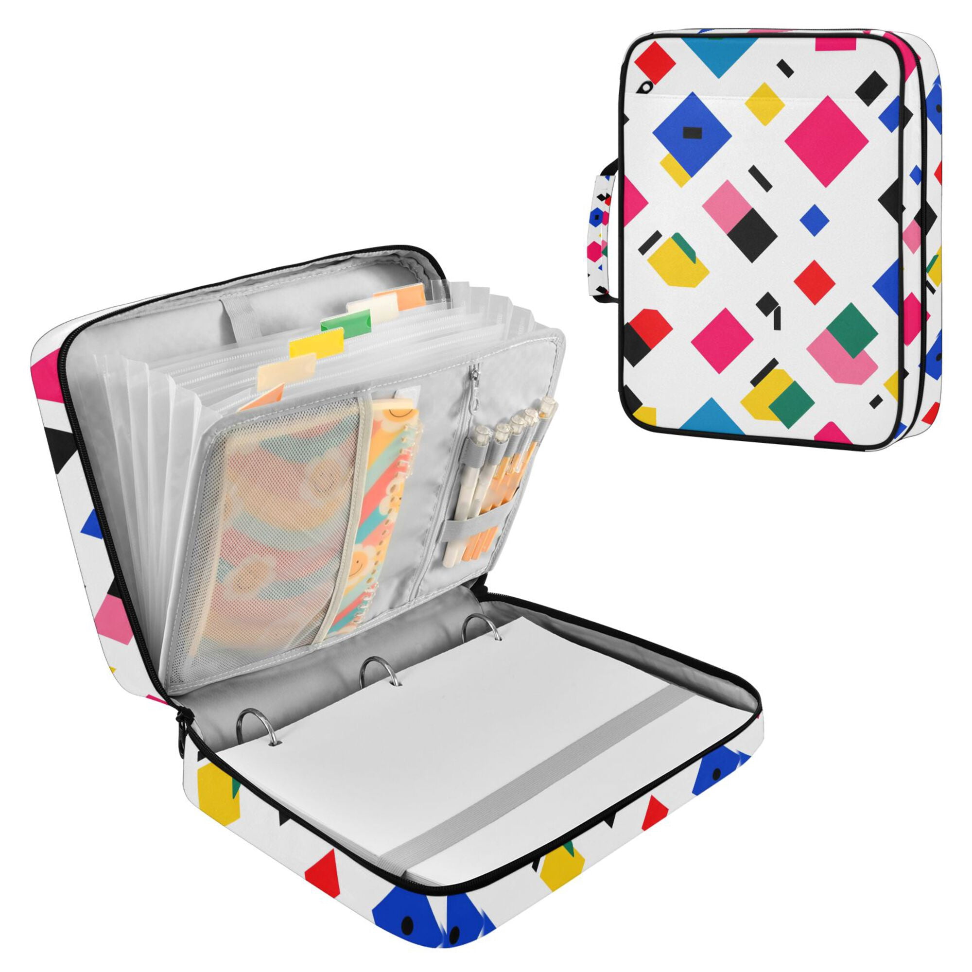 FORMRS Accordion File Folder A4 Size 7-Pocket Expanding Document Organizer Bag with 3 Ring Binder, Cartoon Graphic