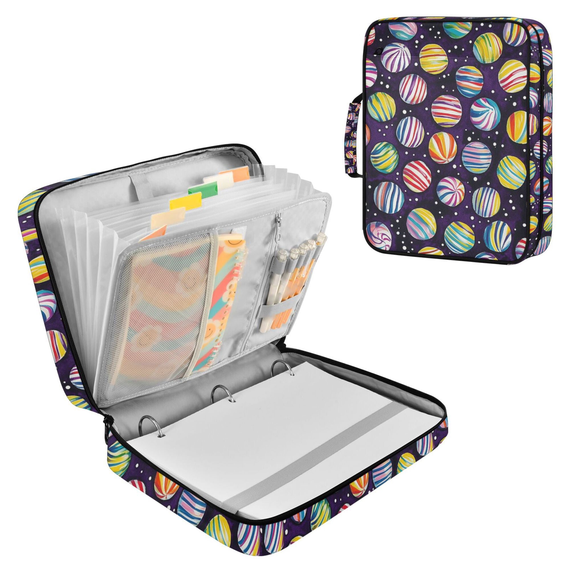FORMRS Accordion File Folder A4 Size 7-Pocket Expanding Document Organizer Bag with 3 Ring Binder, Colorful Candies