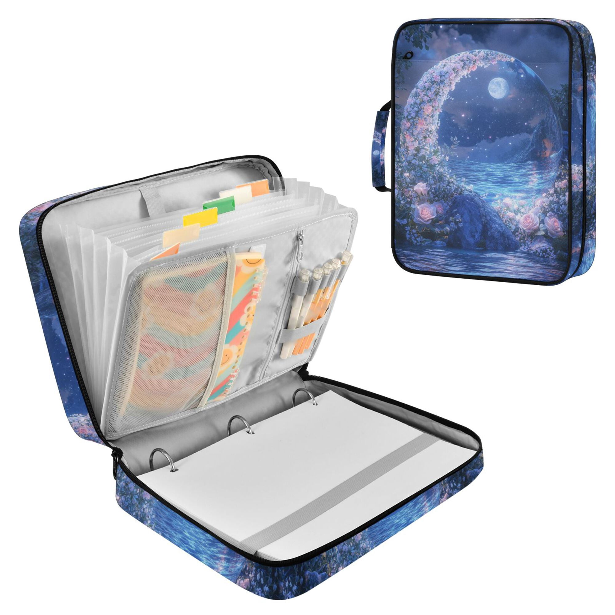 FORMRS Accordion File Folder A4 Size 7-Pocket Expanding Document Organizer Bag with 3 Ring Binder, Crystal Ball