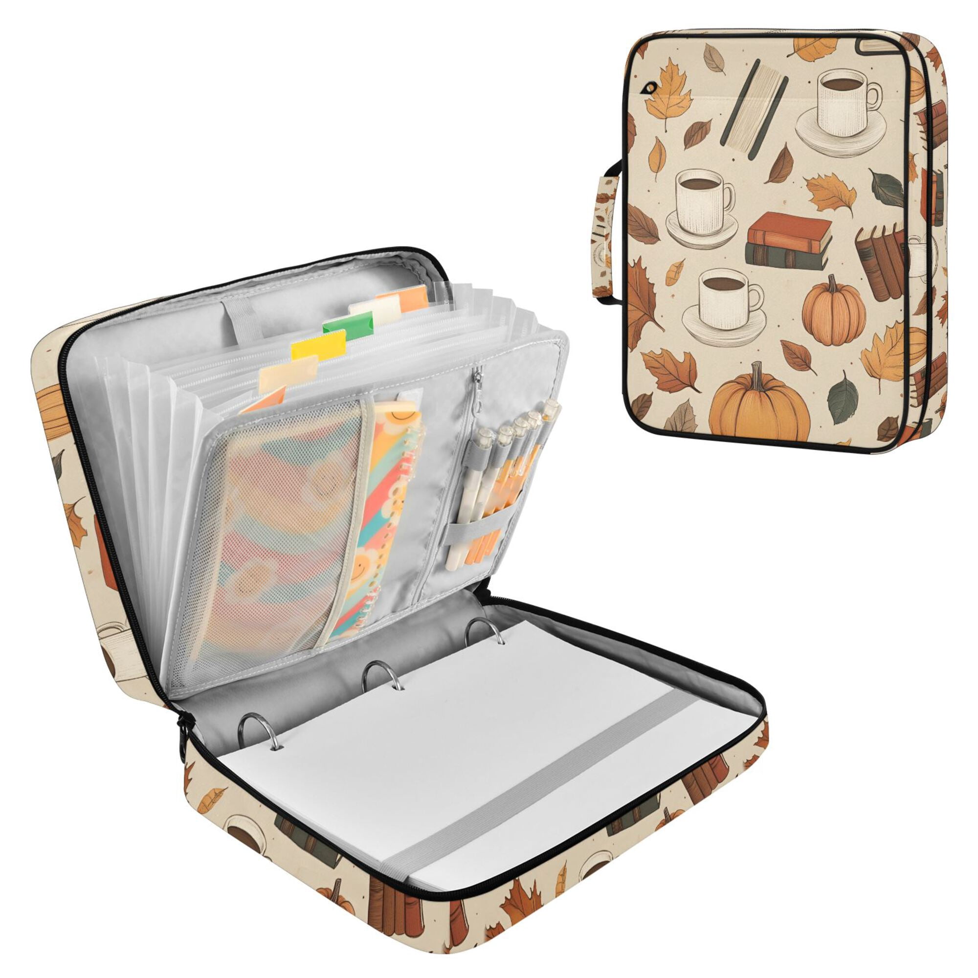 FORMRS Accordion File Folder A4 Size 7-Pocket Expanding Document Organizer Bag with 3 Ring Binder, Fall Book