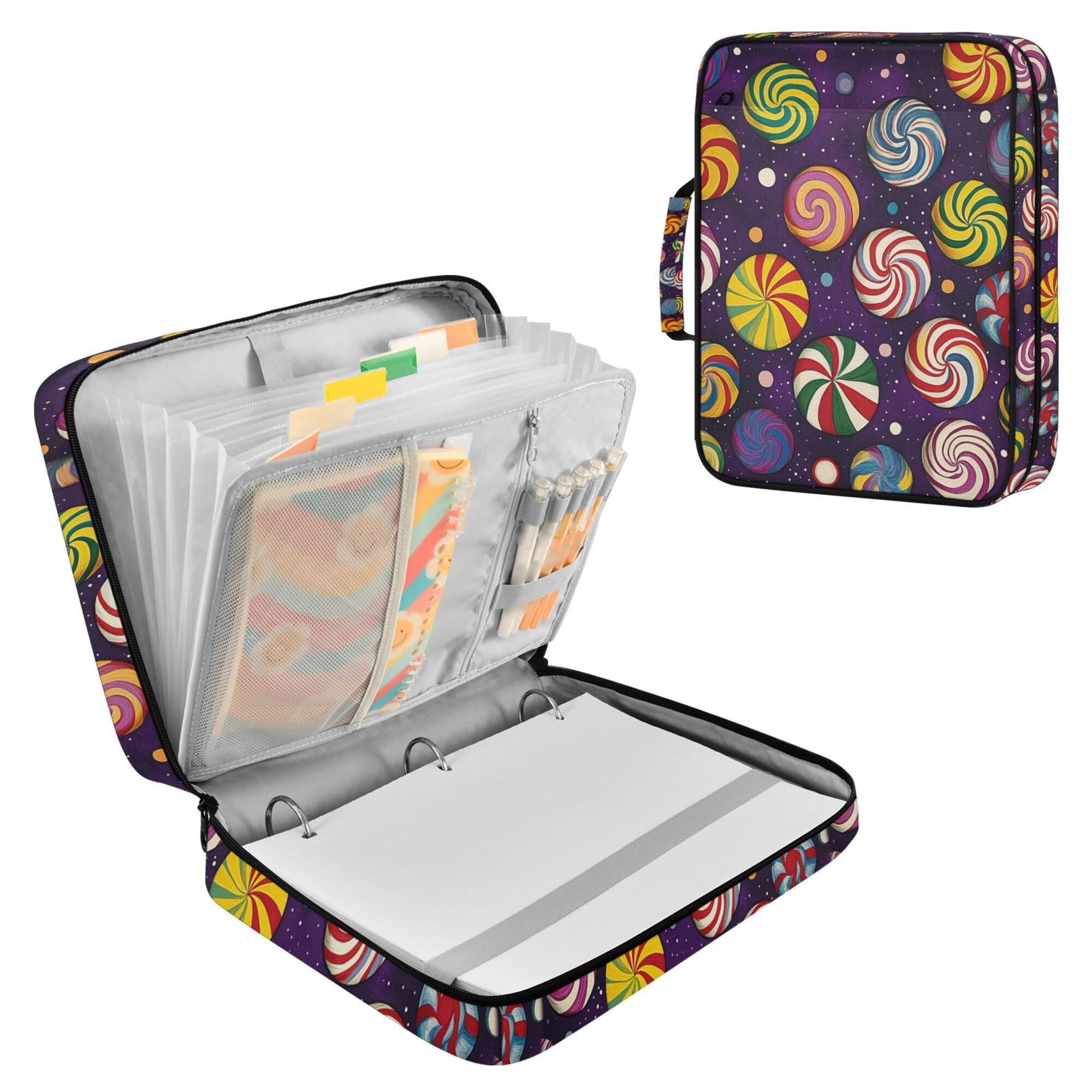 FORMRS Accordion File Folder A4 Size 7-Pocket Expanding Document Organizer Bag with 3 Ring Binder, Galactic Candy