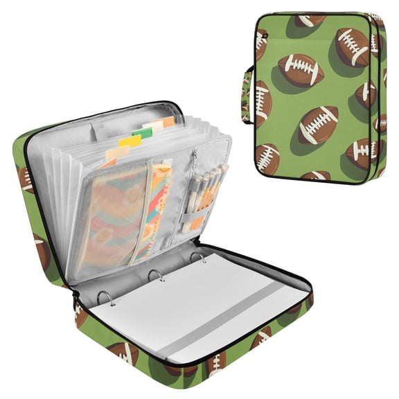 FORMRS Accordion File Folder A4 Size 7-Pocket Expanding Document Organizer Bag with 3 Ring Binder, Game Day Footballs
