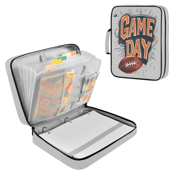 FORMRS Accordion File Folder A4 Size 7-Pocket Expanding Document Organizer Bag with 3 Ring Binder, Game Day