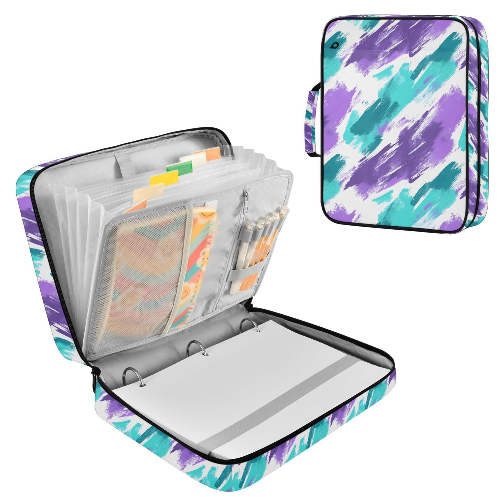 FORMRS Accordion File Folder A4 Size 7-Pocket Expanding Document Organizer Bag with 3 Ring Binder, Green Drawing