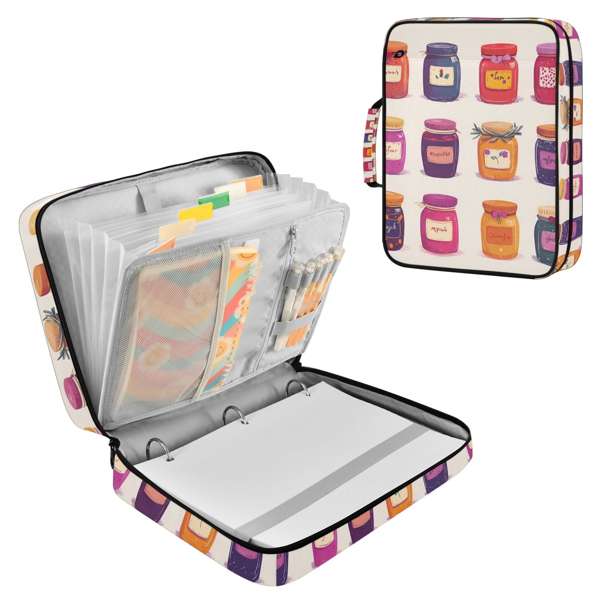 FORMRS Accordion File Folder A4 Size 7-Pocket Expanding Document Organizer Bag with 3 Ring Binder, Jam Jars