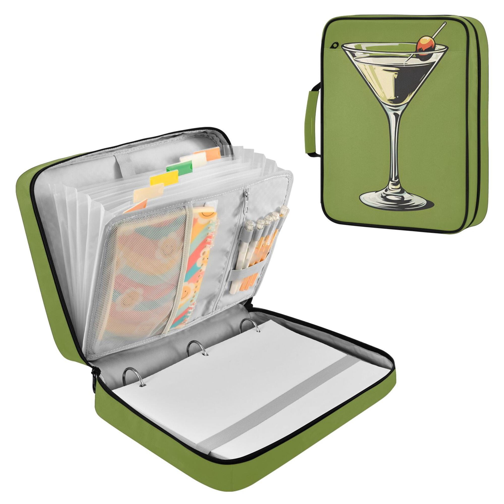 FORMRS Accordion File Folder A4 Size 7-Pocket Expanding Document Organizer Bag with 3 Ring Binder, Light Black Martini