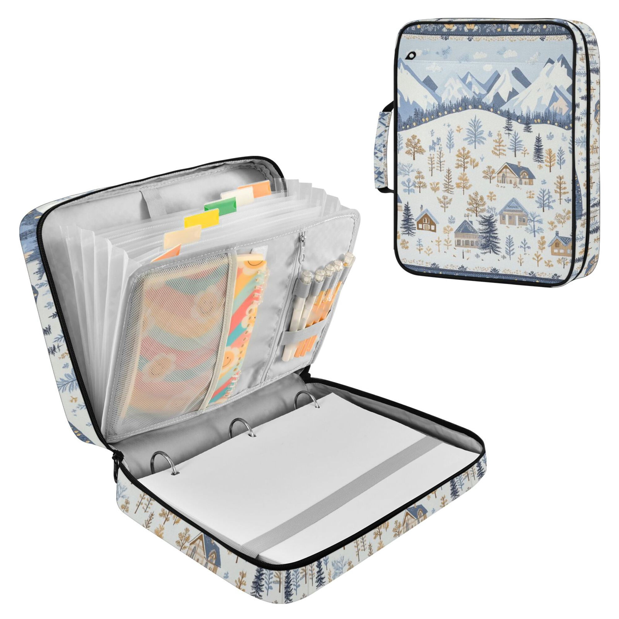 FORMRS Accordion File Folder A4 Size 7-Pocket Expanding Document Organizer Bag with 3 Ring Binder, Light Blue Mountain
