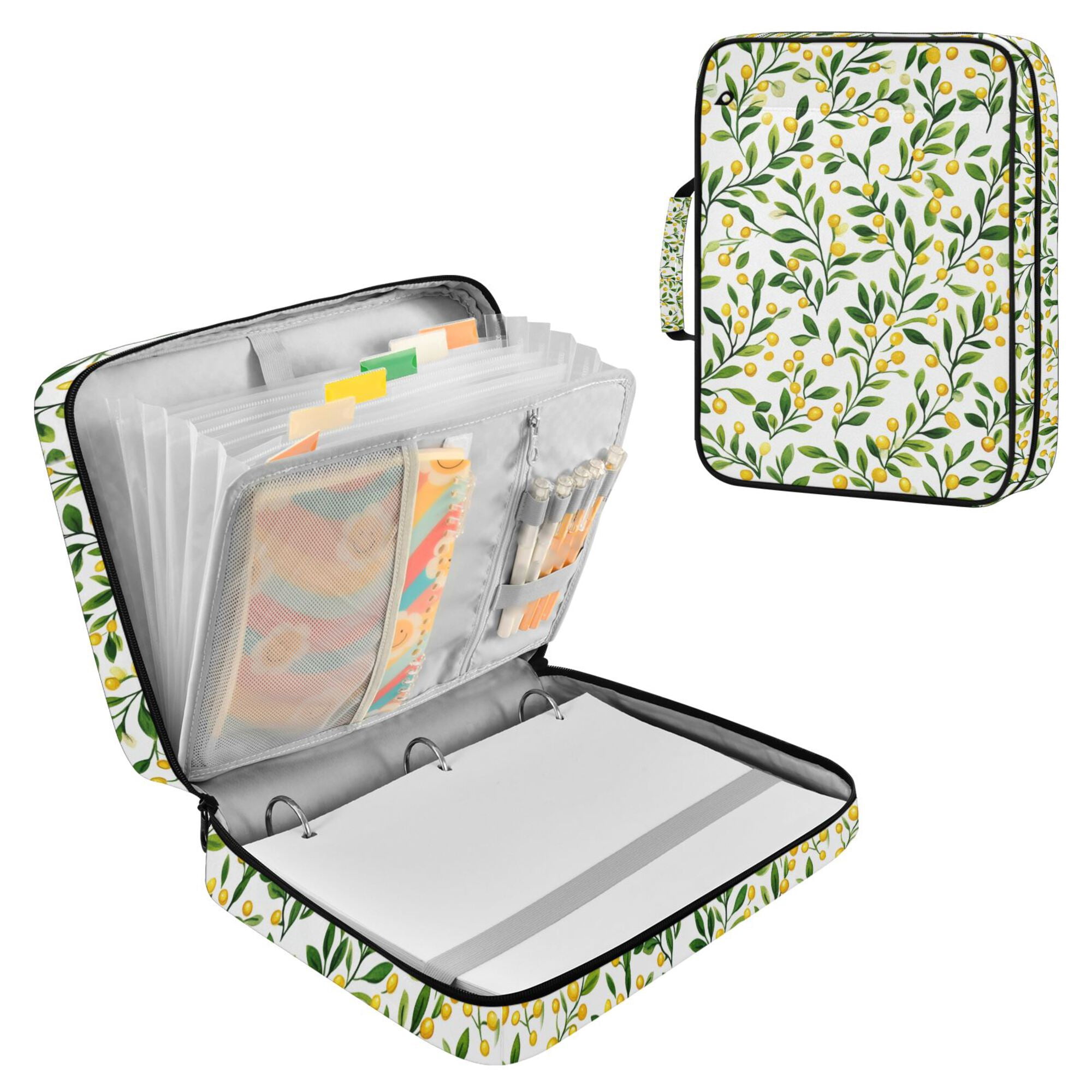 FORMRS Accordion File Folder A4 Size 7-Pocket Expanding Document Organizer Bag with 3 Ring Binder, Olive Leaf