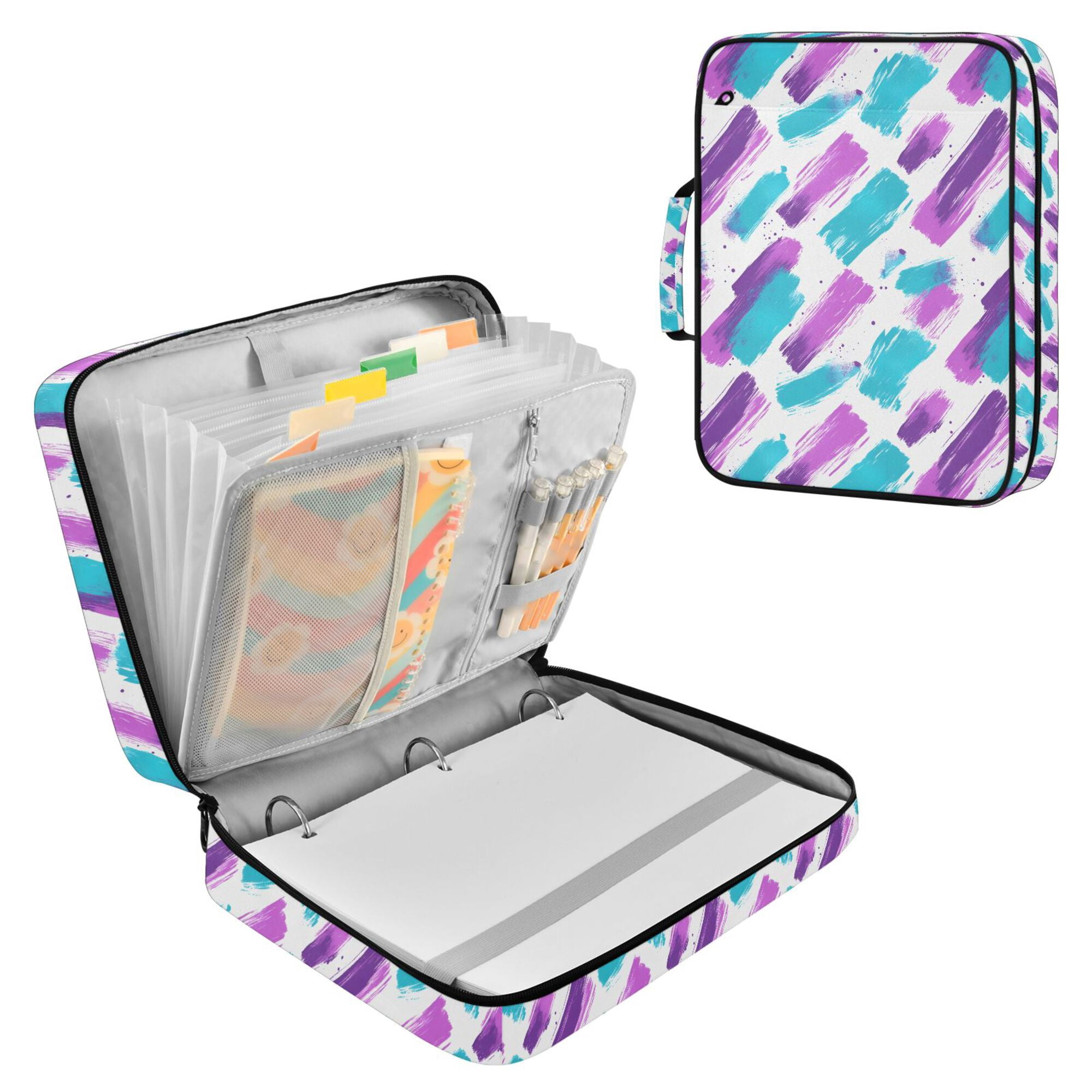 FORMRS Accordion File Folder A4 Size 7-Pocket Expanding Document Organizer Bag with 3 Ring Binder, Purple Drawing