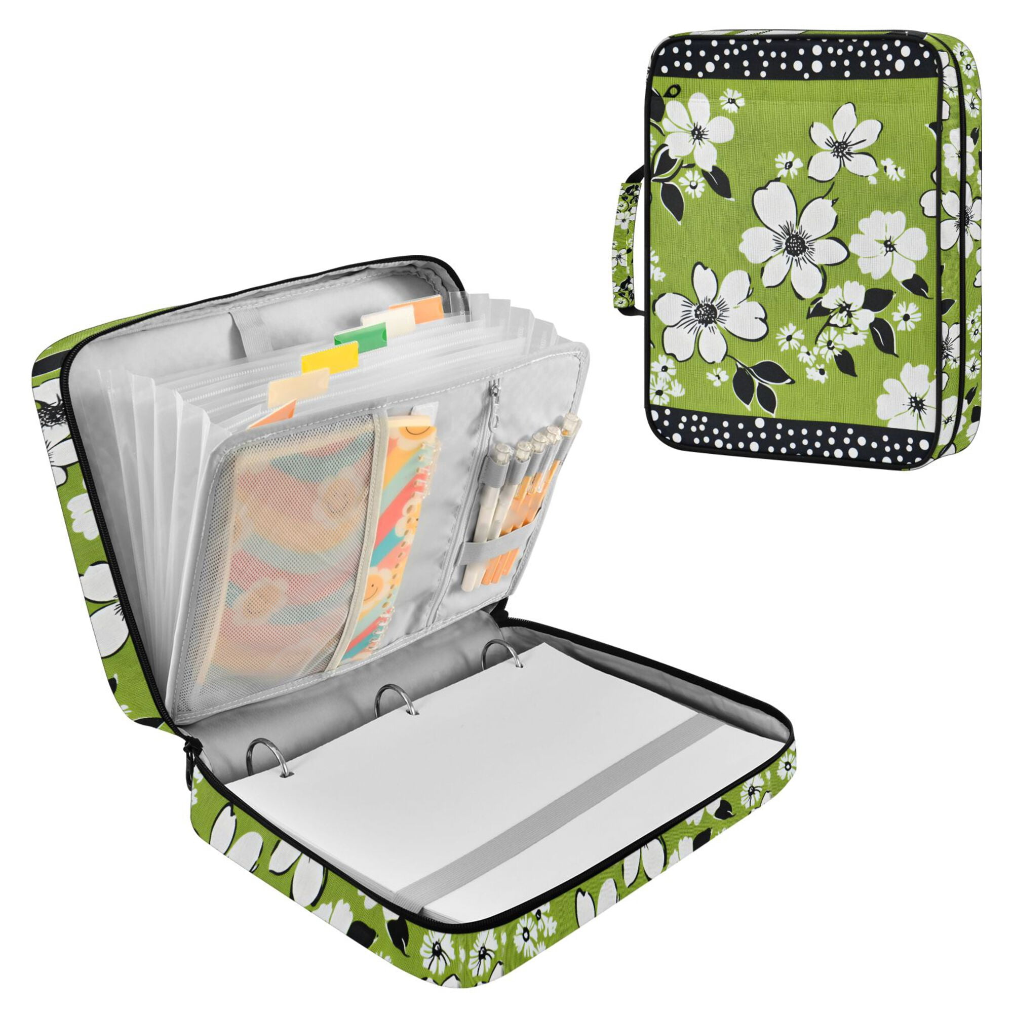 FORMRS Accordion File Folder A4 Size 7-Pocket Expanding Document Organizer Bag with 3 Ring Binder, Retro Floral